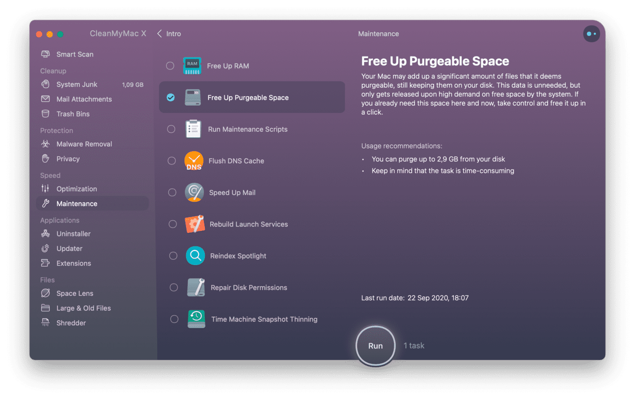 free up purgeable space on Mac